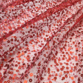 光沢のある赤いスパンコールレース刺繍生地
